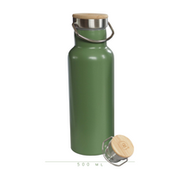 RVS Thermosfles met Bamboe Dop | Groen 500ml